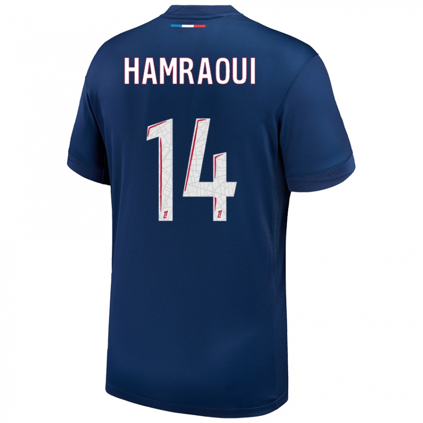 Criança Camisola Kheira Hamraoui #14 Azul Marinho Branco Principal 2024/25 Camisa Brasil