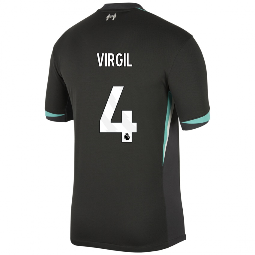 Criança Camisola Virgil Van Dijk #4 Preto Antracite Branco Alternativa 2024/25 Camisa Brasil