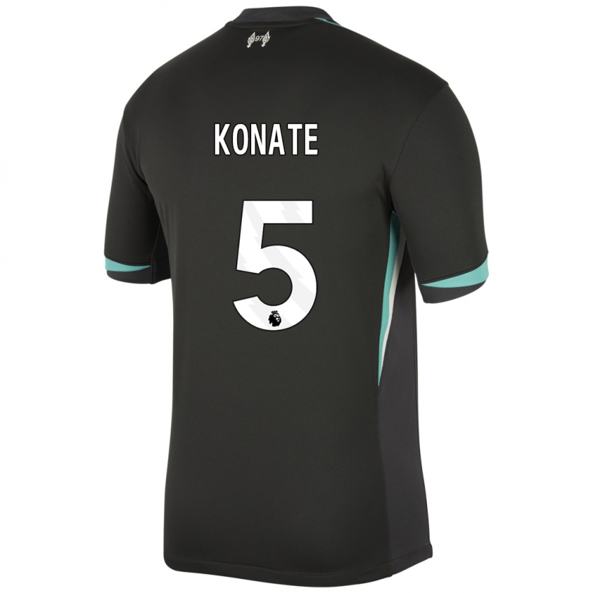 Criança Camisola Ibrahima Konate #5 Preto Antracite Branco Alternativa 2024/25 Camisa Brasil