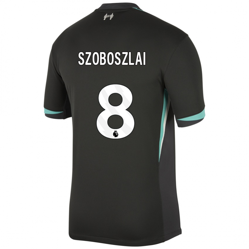 Criança Camisola Dominik Szoboszlai #8 Preto Antracite Branco Alternativa 2024/25 Camisa Brasil