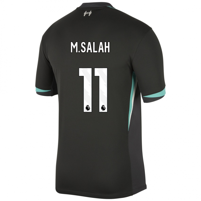 Criança Camisola Mohamed Salah #11 Preto Antracite Branco Alternativa 2024/25 Camisa Brasil