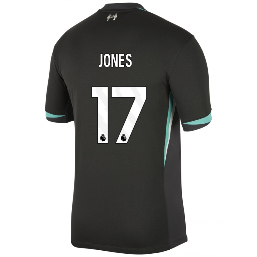 Criança Camisola Curtis Jones #17 Preto Antracite Branco Alternativa 2024/25 Camisa Brasil