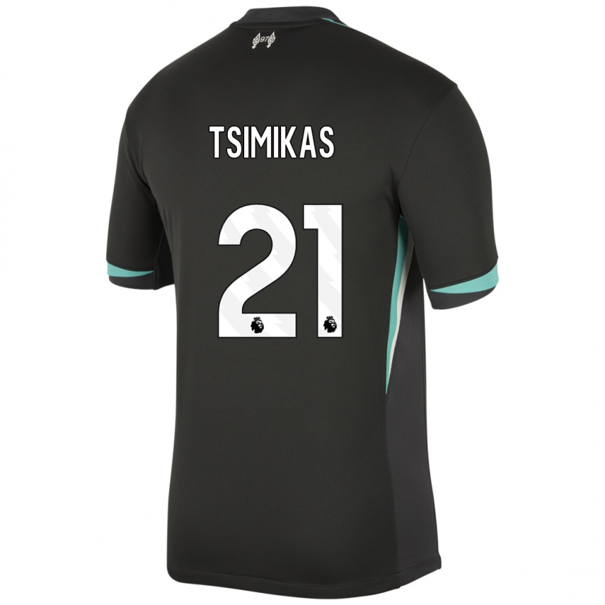 Criança Camisola Konstantinos Tsimikas #21 Preto Antracite Branco Alternativa 2024/25 Camisa Brasil