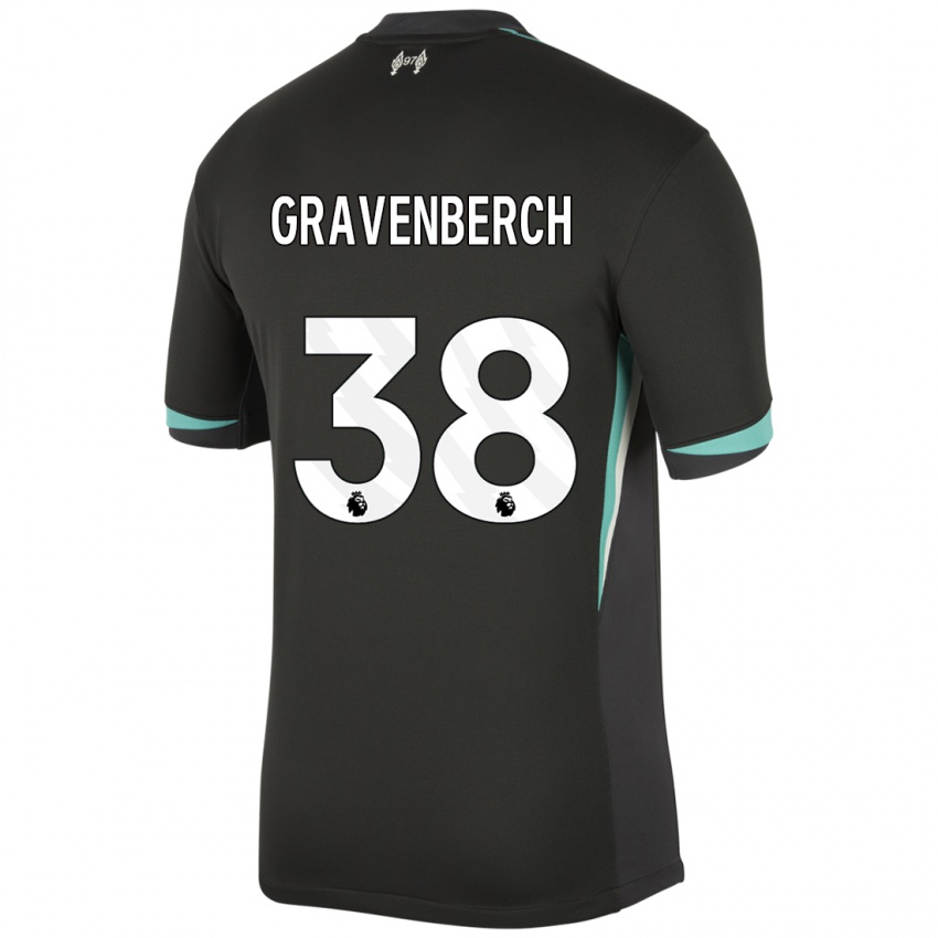 Criança Camisola Ryan Gravenberch #38 Preto Antracite Branco Alternativa 2024/25 Camisa Brasil