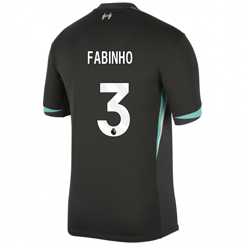 Criança Camisola Fabinho #3 Preto Antracite Branco Alternativa 2024/25 Camisa Brasil