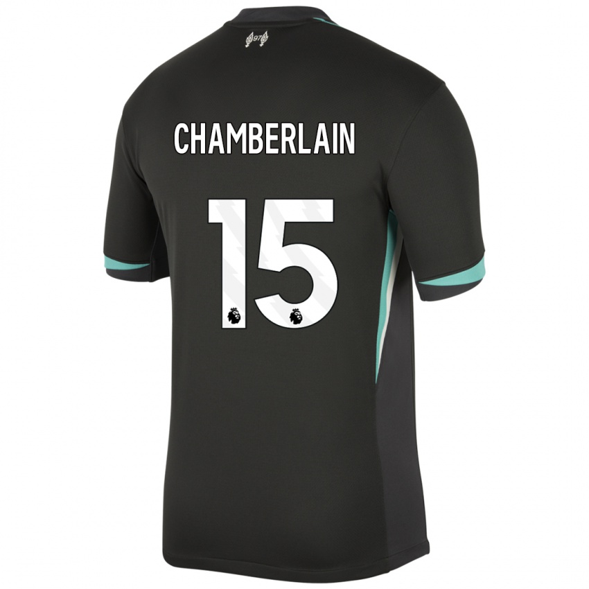 Criança Camisola Alex Oxlade Chamberlain #15 Preto Antracite Branco Alternativa 2024/25 Camisa Brasil