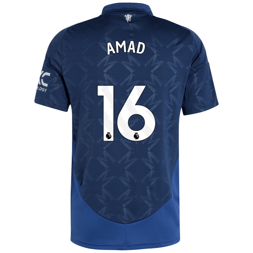 Criança Camisola Amad Diallo #16 Índigo Alternativa 2024/25 Camisa Brasil