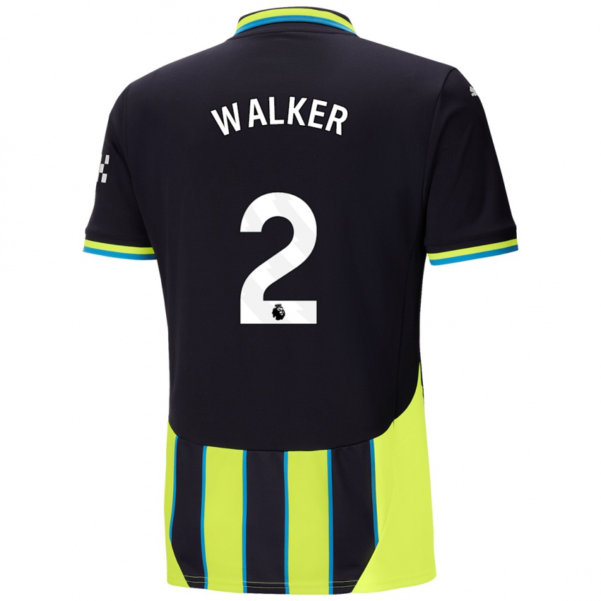 Criança Camisola Kyle Walker #2 Azul Amarelo Alternativa 2024/25 Camisa Brasil