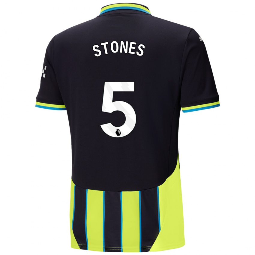 Criança Camisola John Stones #5 Azul Amarelo Alternativa 2024/25 Camisa Brasil