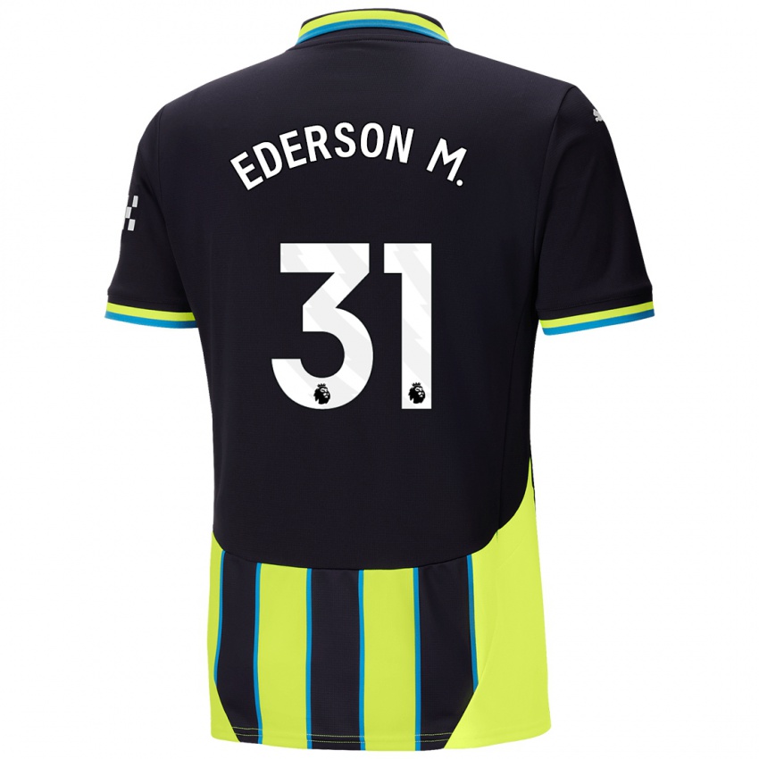 Criança Camisola Ederson Moraes #31 Azul Amarelo Alternativa 2024/25 Camisa Brasil