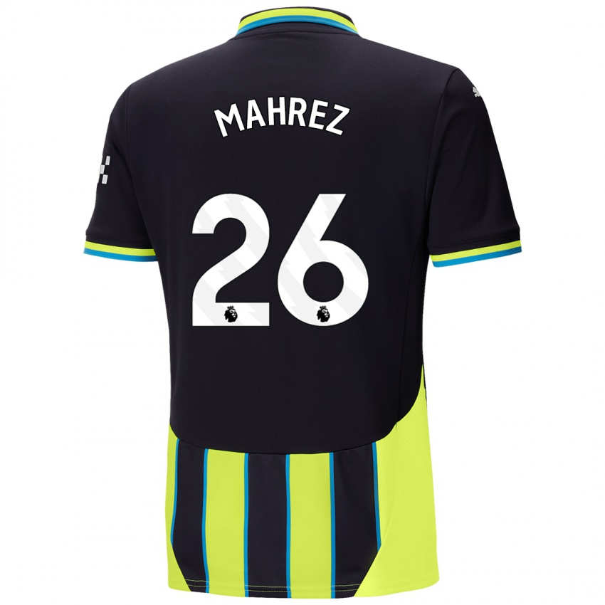 Criança Camisola Riyad Mahrez #26 Azul Amarelo Alternativa 2024/25 Camisa Brasil