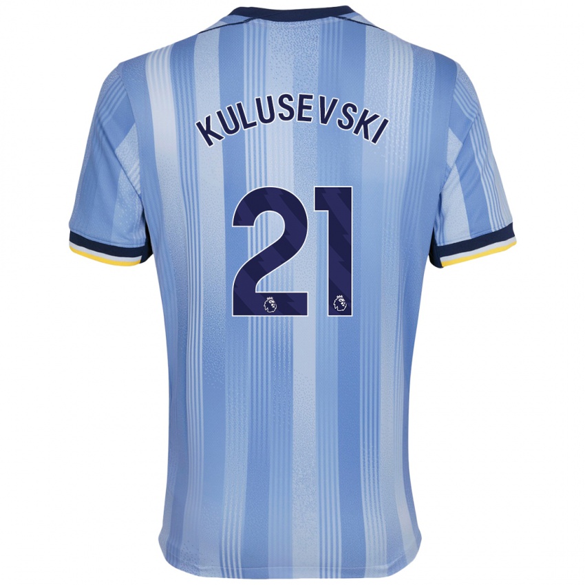 Criança Camisola Dejan Kulusevski #21 Azul Claro Alternativa 2024/25 Camisa Brasil