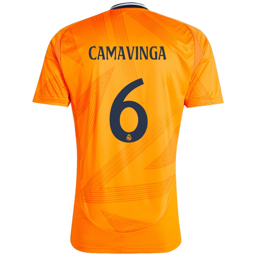 Criança Camisola Eduardo Camavinga #6 Laranja Alternativa 2024/25 Camisa Brasil