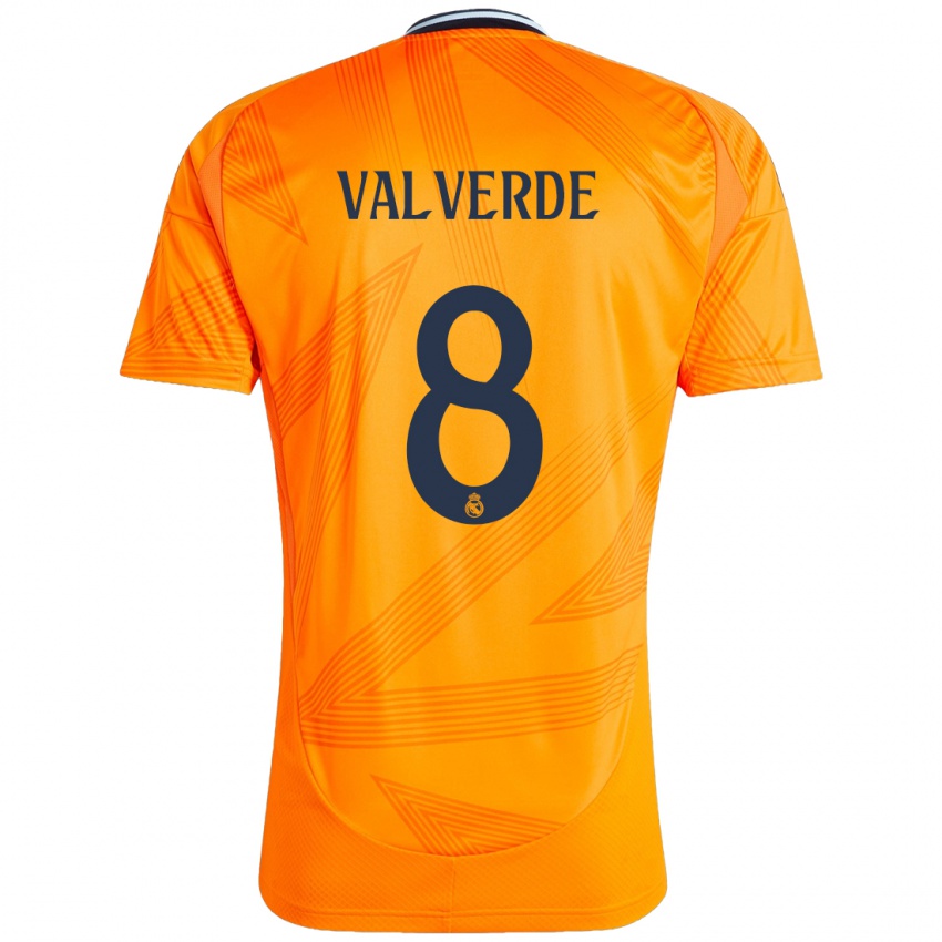 Criança Camisola Federico Valverde #8 Laranja Alternativa 2024/25 Camisa Brasil