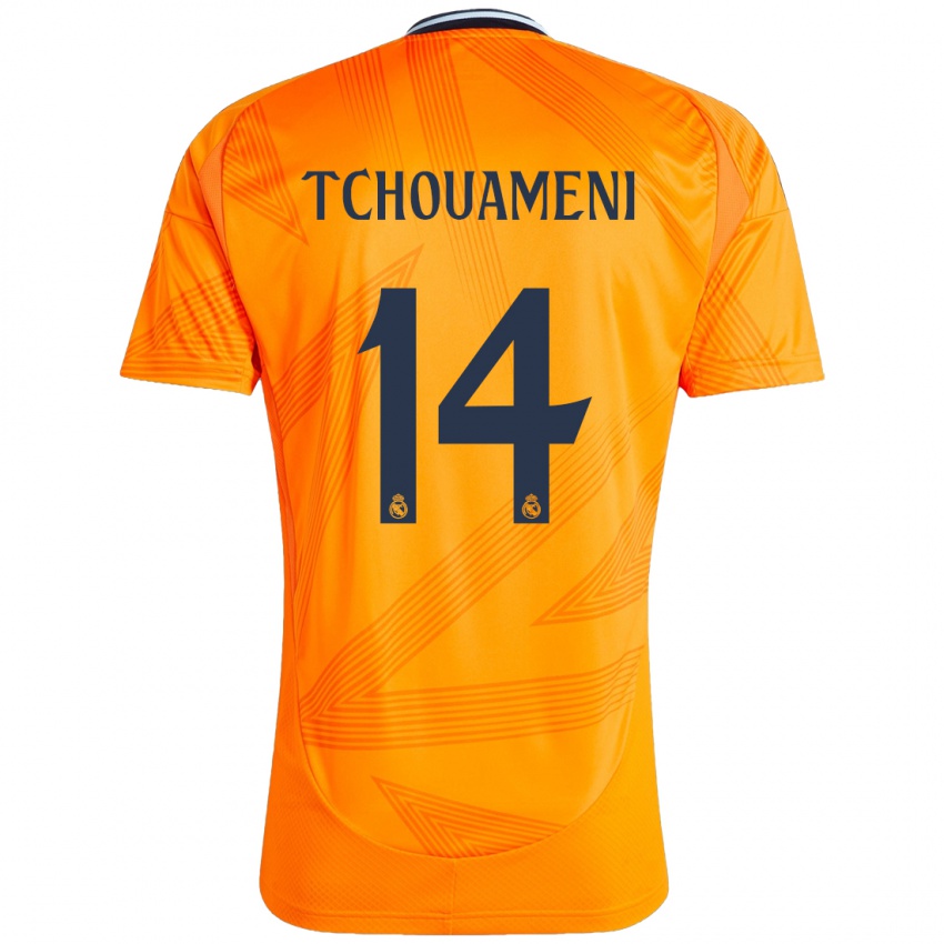 Criança Camisola Aurelien Tchouameni #14 Laranja Alternativa 2024/25 Camisa Brasil