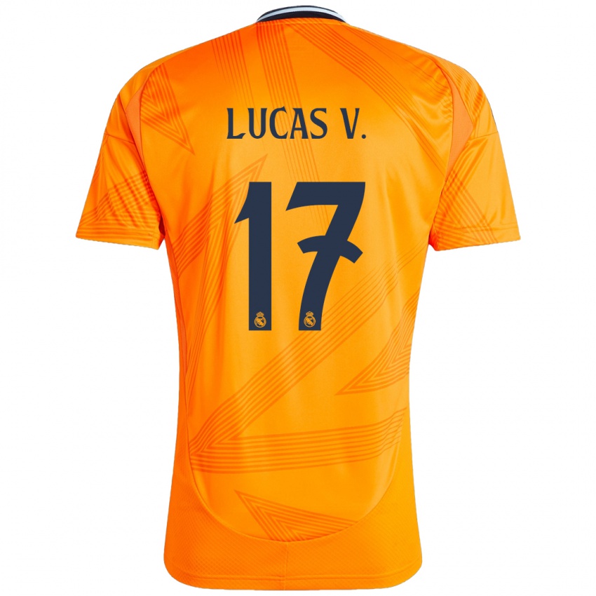 Criança Camisola Lucas Vazquez #17 Laranja Alternativa 2024/25 Camisa Brasil