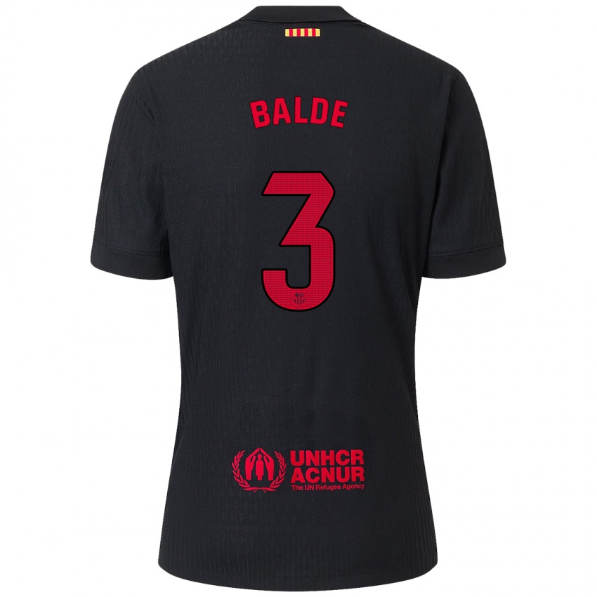 Criança Camisola Alejandro Balde #3 Vermelho Preto Alternativa 2024/25 Camisa Brasil