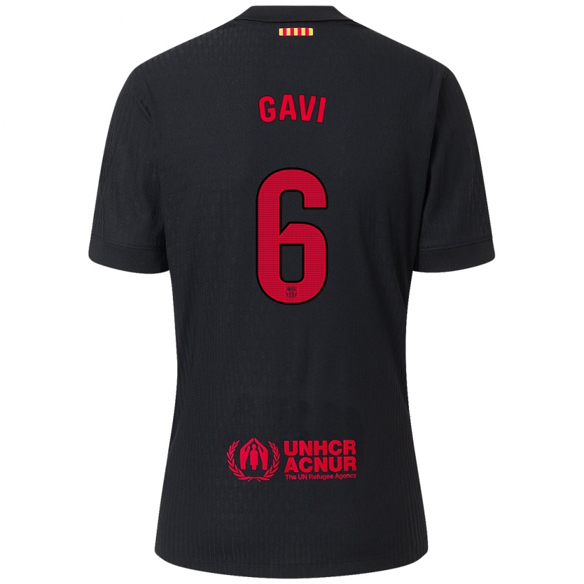 Criança Camisola Gavi #6 Vermelho Preto Alternativa 2024/25 Camisa Brasil