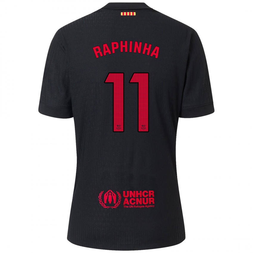 Criança Camisola Raphinha #11 Vermelho Preto Alternativa 2024/25 Camisa Brasil