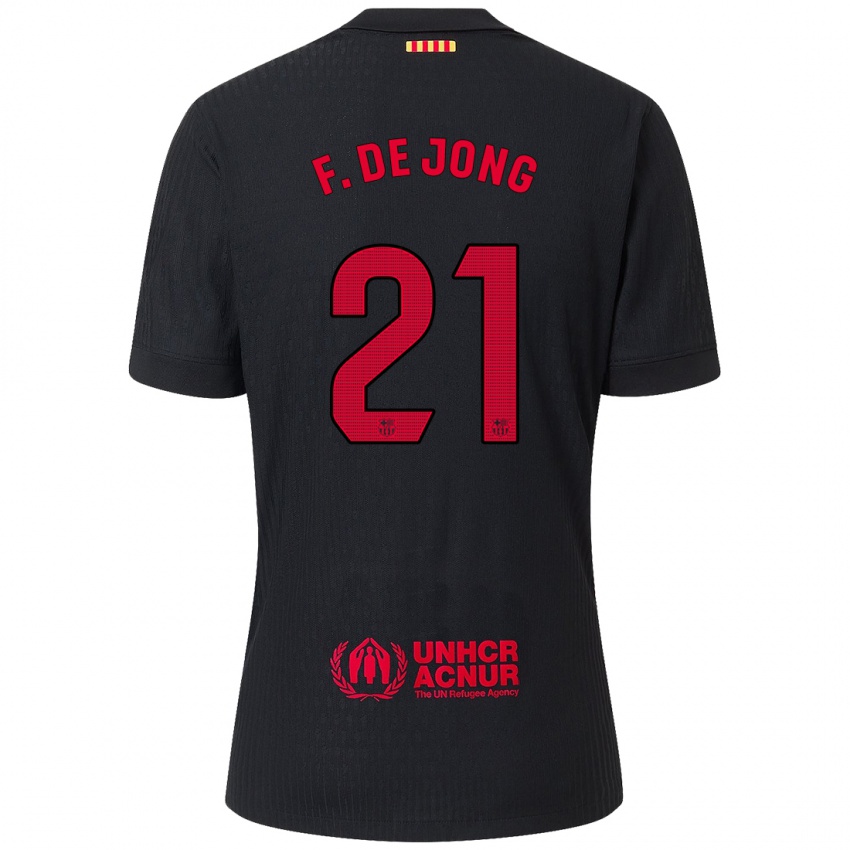 Criança Camisola Frenkie De Jong #21 Vermelho Preto Alternativa 2024/25 Camisa Brasil