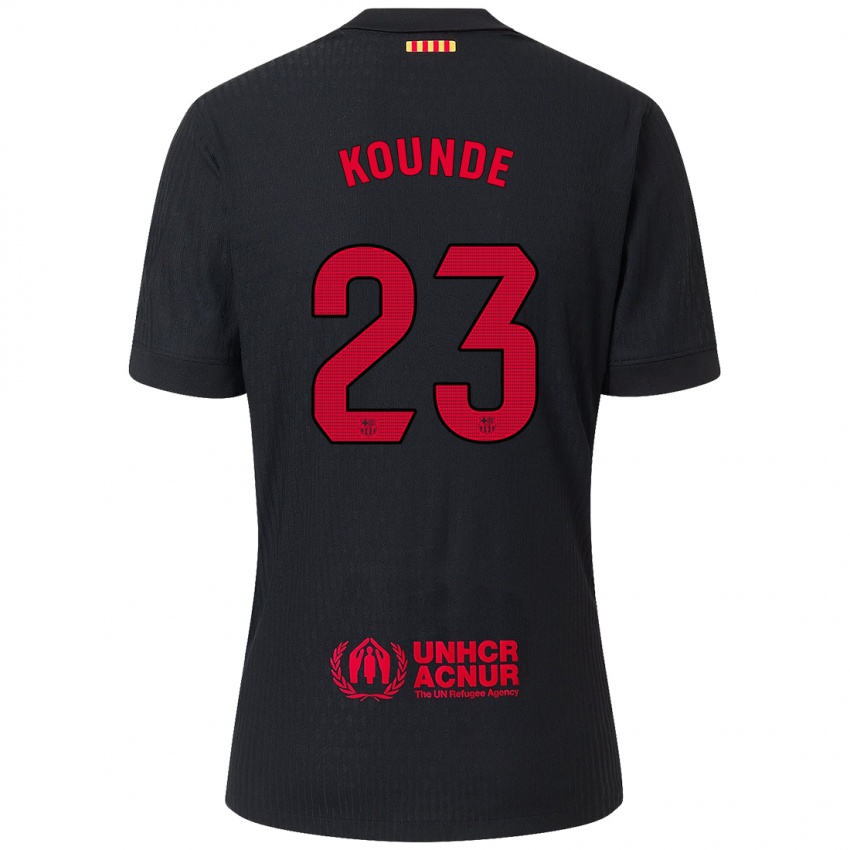 Criança Camisola Jules Kounde #23 Vermelho Preto Alternativa 2024/25 Camisa Brasil