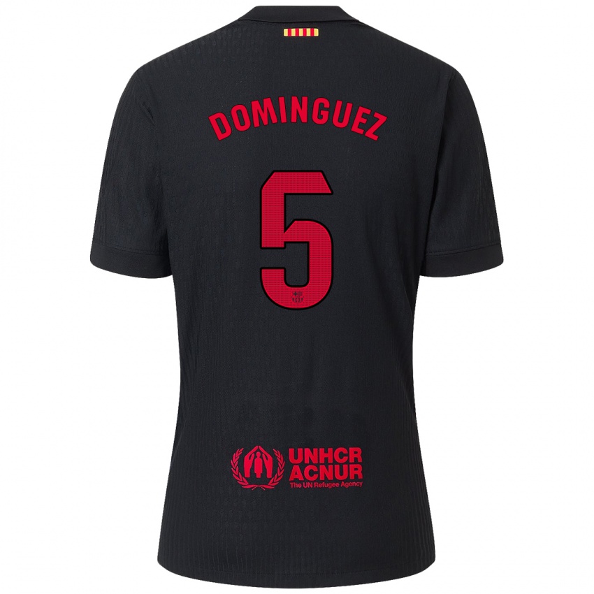 Criança Camisola Sergi Dominguez #5 Vermelho Preto Alternativa 2024/25 Camisa Brasil