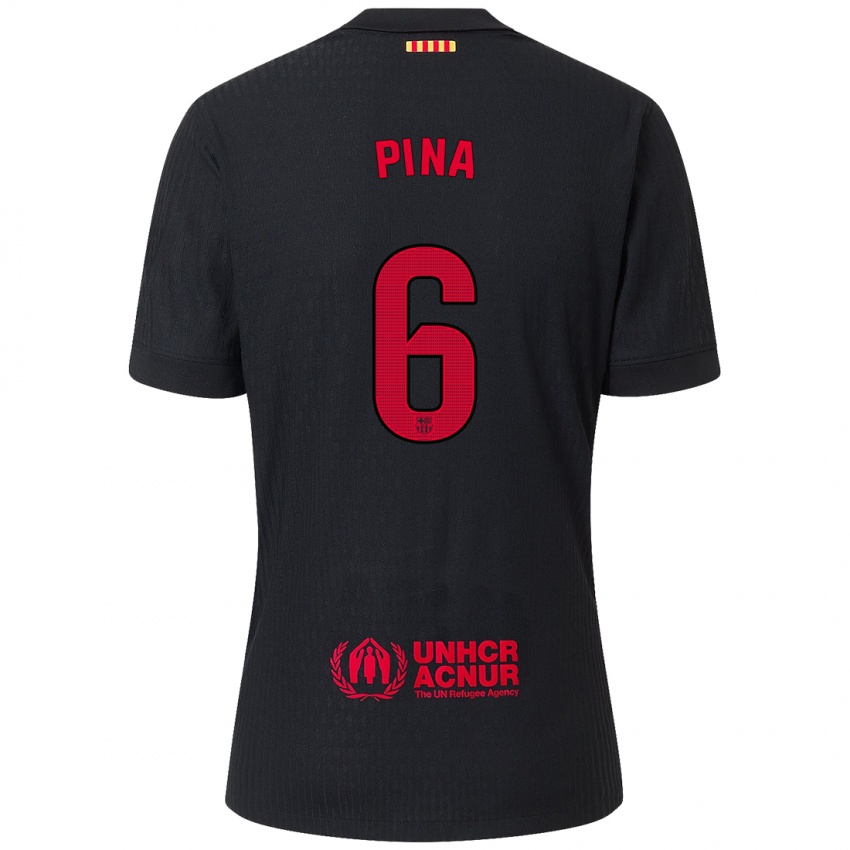 Criança Camisola Claudia Pina #6 Vermelho Preto Alternativa 2024/25 Camisa Brasil