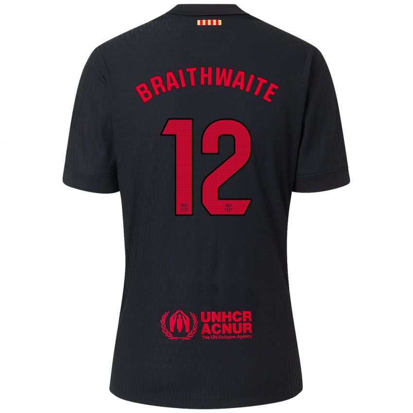 Criança Camisola Martin Braithwaite #12 Vermelho Preto Alternativa 2024/25 Camisa Brasil