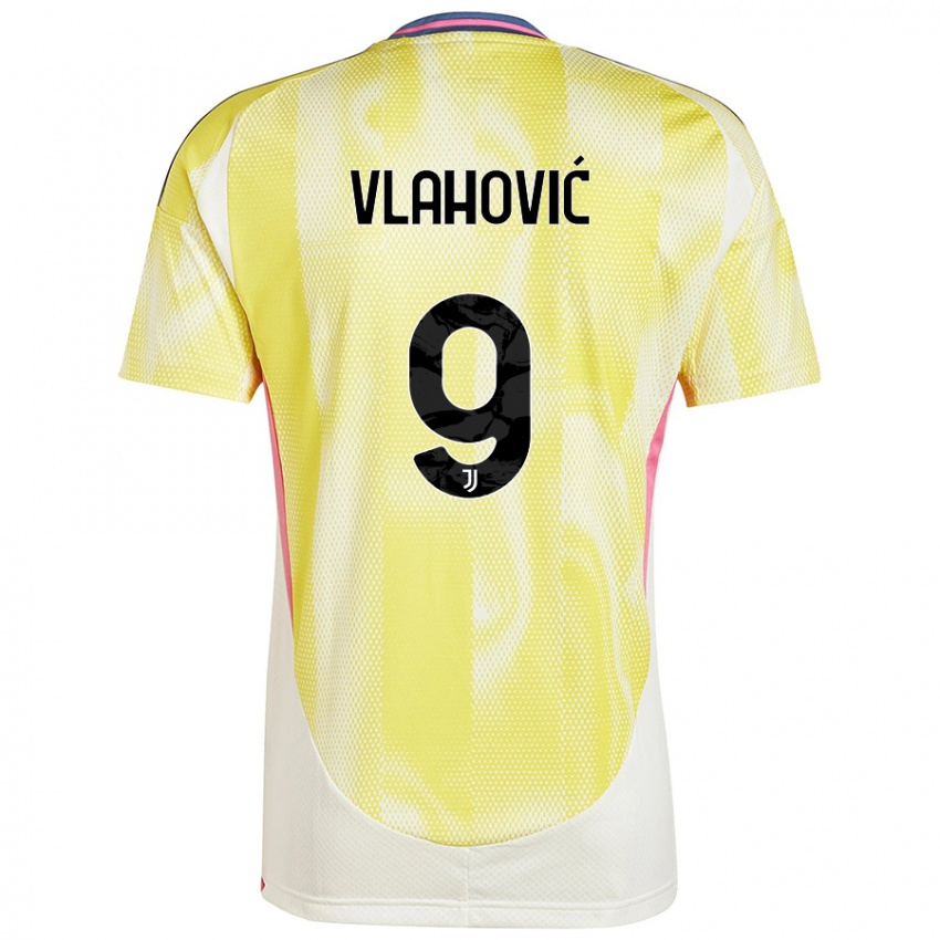 Criança Camisola Dusan Vlahovic #9 Solar Amarelo Alternativa 2024/25 Camisa Brasil