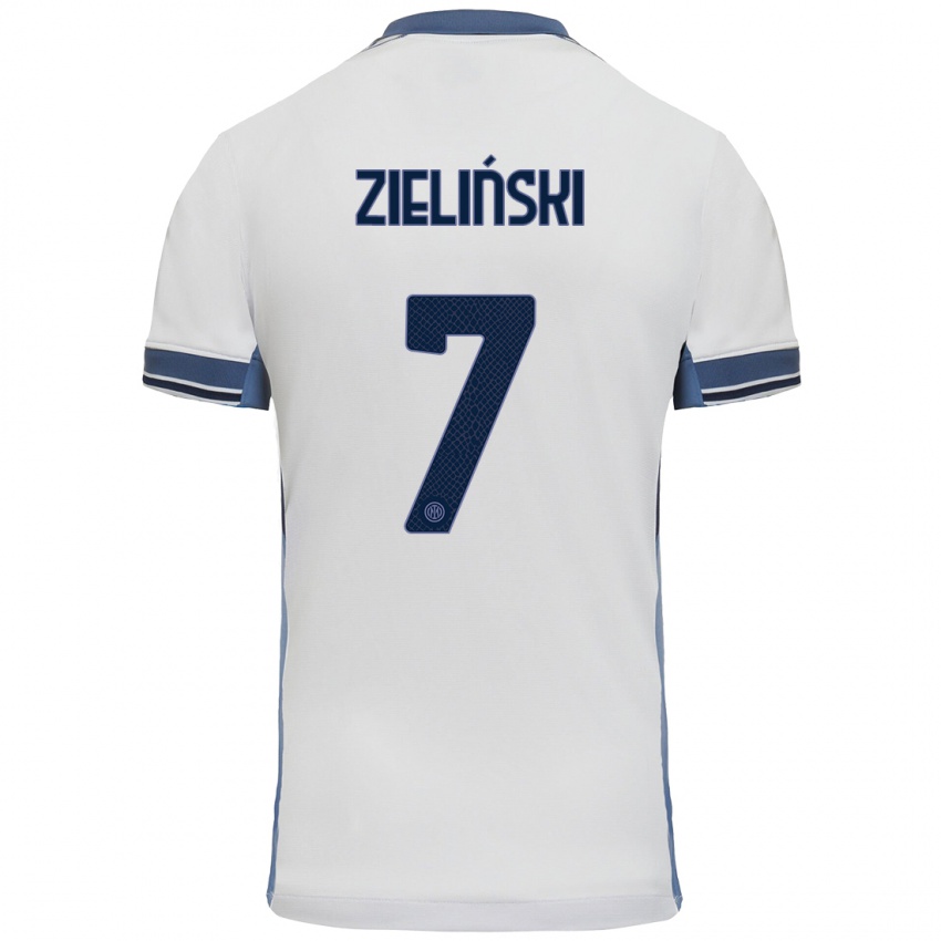 Criança Camisola Piotr Zielinski #7 Cinzento Branco Alternativa 2024/25 Camisa Brasil