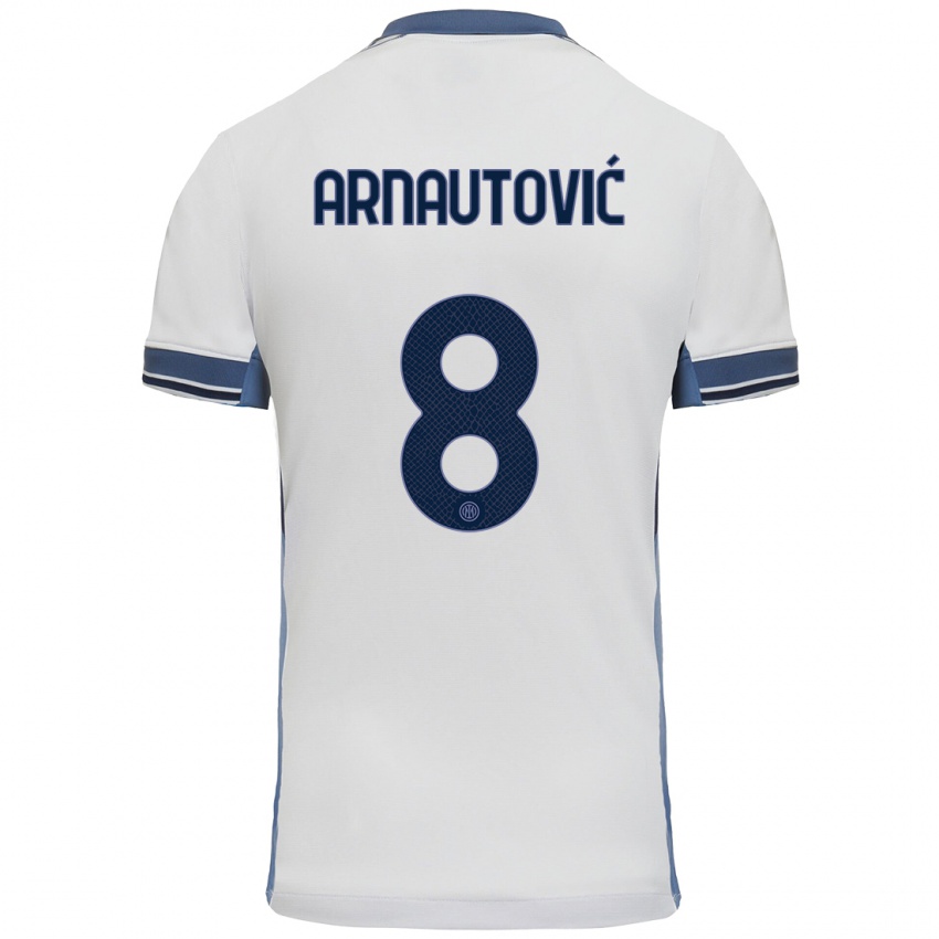 Criança Camisola Marko Arnautovic #8 Cinzento Branco Alternativa 2024/25 Camisa Brasil