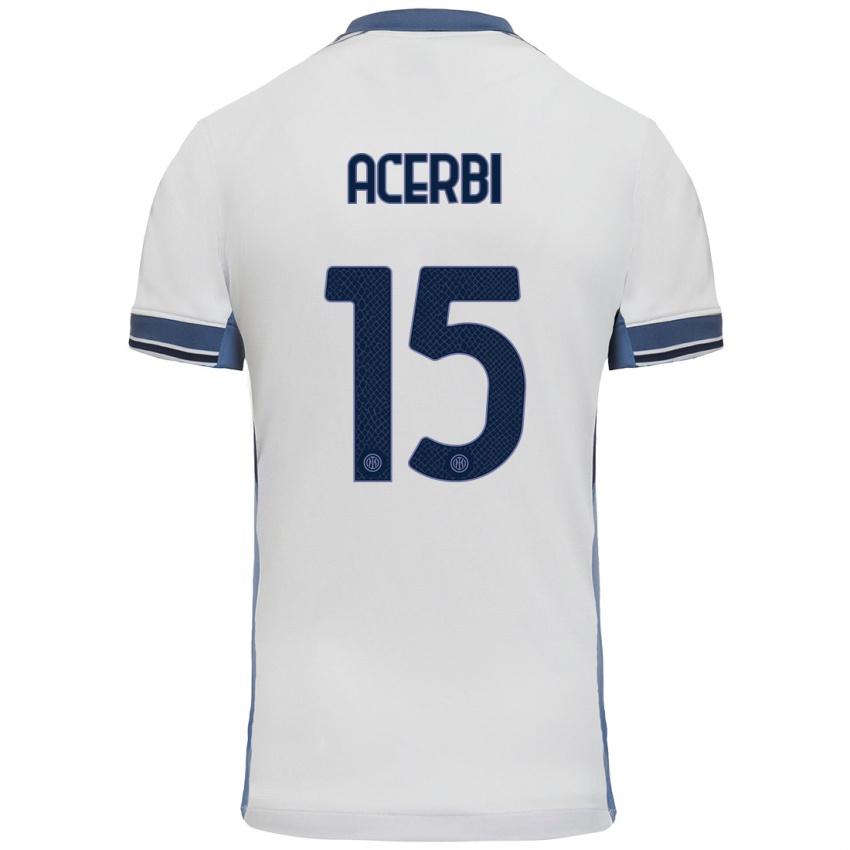 Criança Camisola Francesco Acerbi #15 Cinzento Branco Alternativa 2024/25 Camisa Brasil