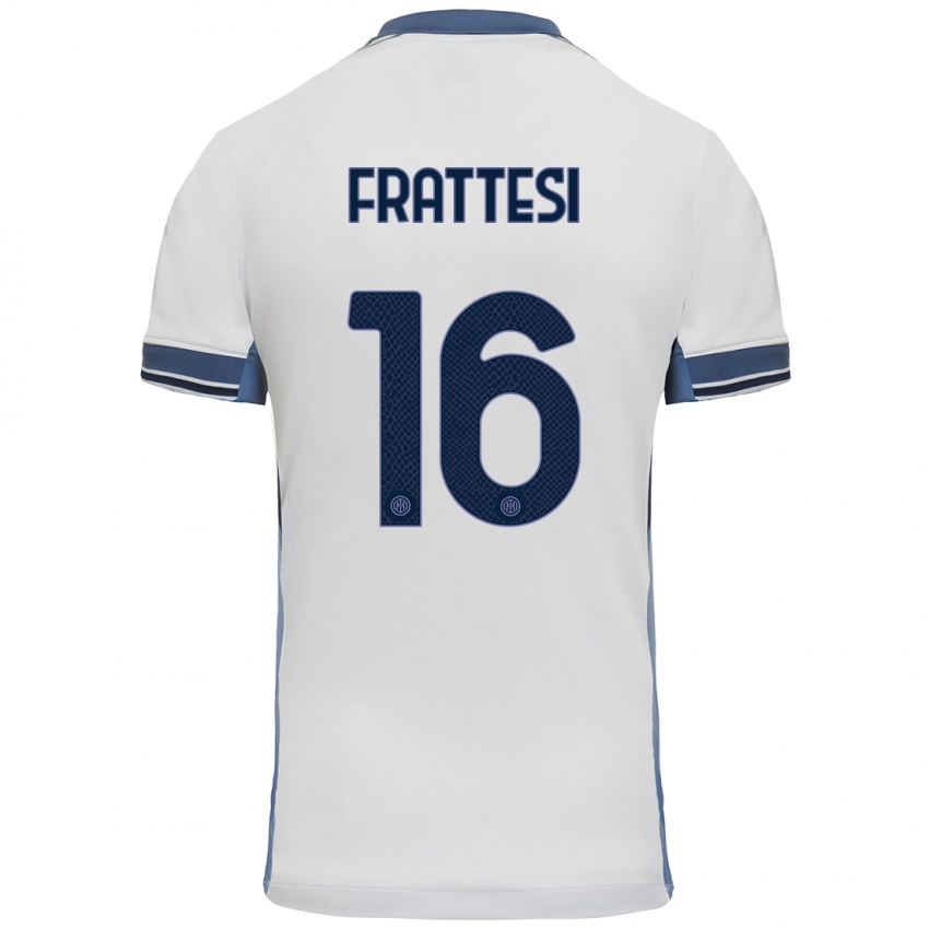 Criança Camisola Davide Frattesi #16 Cinzento Branco Alternativa 2024/25 Camisa Brasil