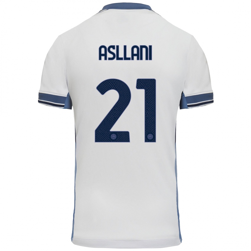 Criança Camisola Kristjan Asllani #21 Cinzento Branco Alternativa 2024/25 Camisa Brasil