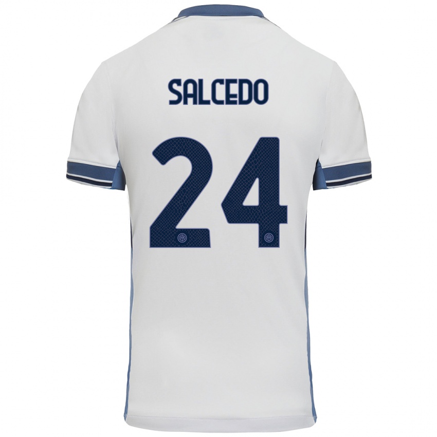 Criança Camisola Eddie Salcedo #24 Cinzento Branco Alternativa 2024/25 Camisa Brasil