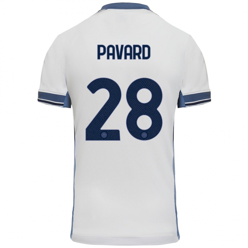 Criança Camisola Benjamin Pavard #28 Cinzento Branco Alternativa 2024/25 Camisa Brasil