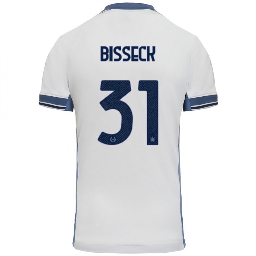 Criança Camisola Yann Bisseck #31 Cinzento Branco Alternativa 2024/25 Camisa Brasil