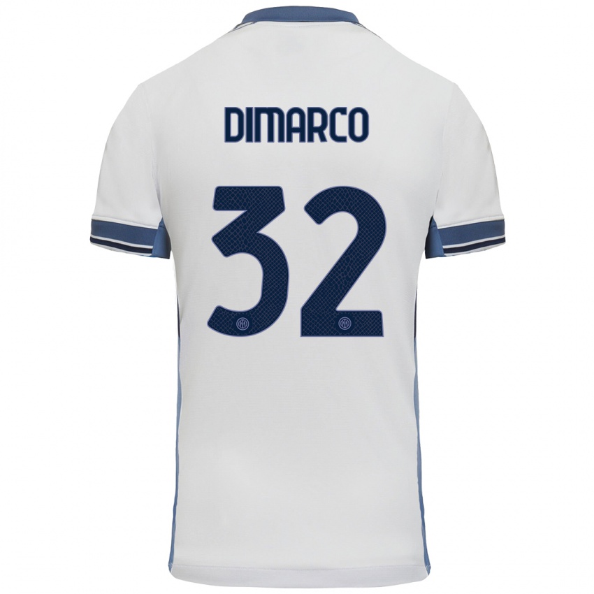 Criança Camisola Federico Dimarco #32 Cinzento Branco Alternativa 2024/25 Camisa Brasil