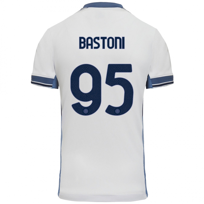 Criança Camisola Alessandro Bastoni #95 Cinzento Branco Alternativa 2024/25 Camisa Brasil