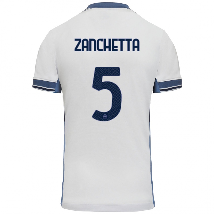 Criança Camisola Mattia Zanchetta #5 Cinzento Branco Alternativa 2024/25 Camisa Brasil