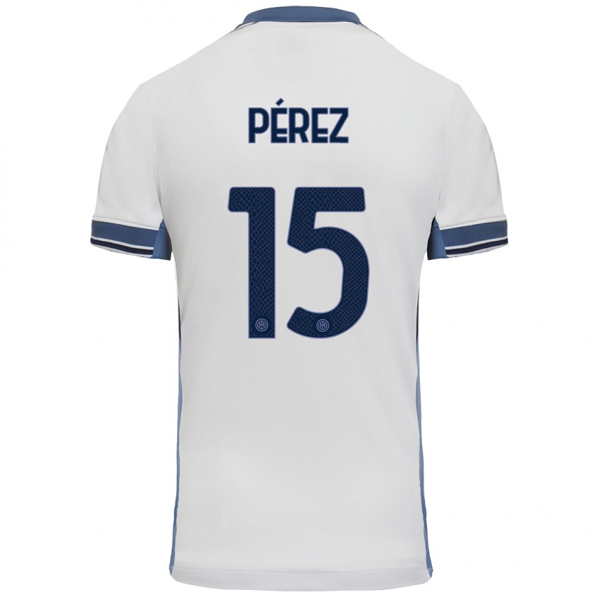 Criança Camisola Álex Pérez #15 Cinzento Branco Alternativa 2024/25 Camisa Brasil