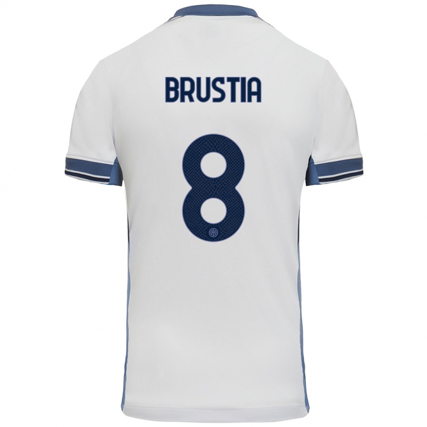 Criança Camisola Martina Brustia #8 Cinzento Branco Alternativa 2024/25 Camisa Brasil