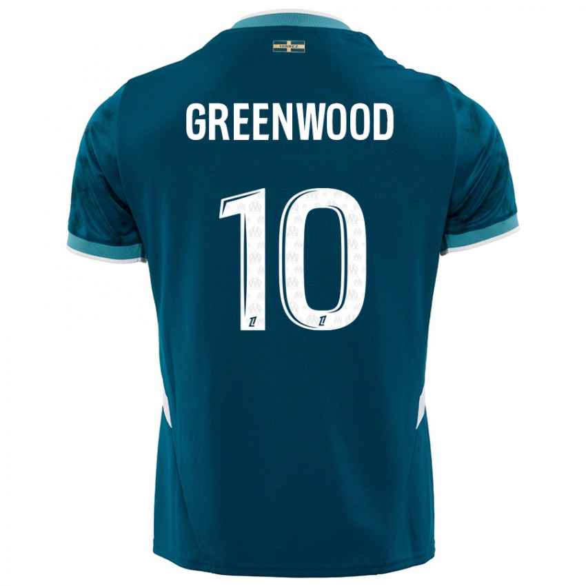 Criança Camisola Mason Greenwood #10 Azul Turquesa Alternativa 2024/25 Camisa Brasil