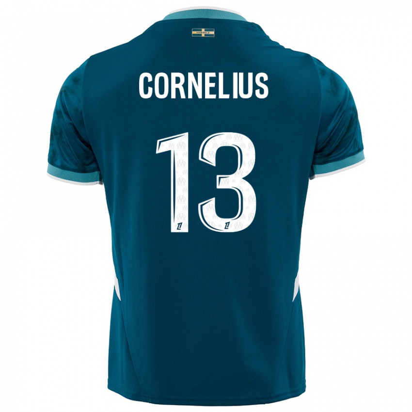 Criança Camisola Derek Cornelius #13 Azul Turquesa Alternativa 2024/25 Camisa Brasil