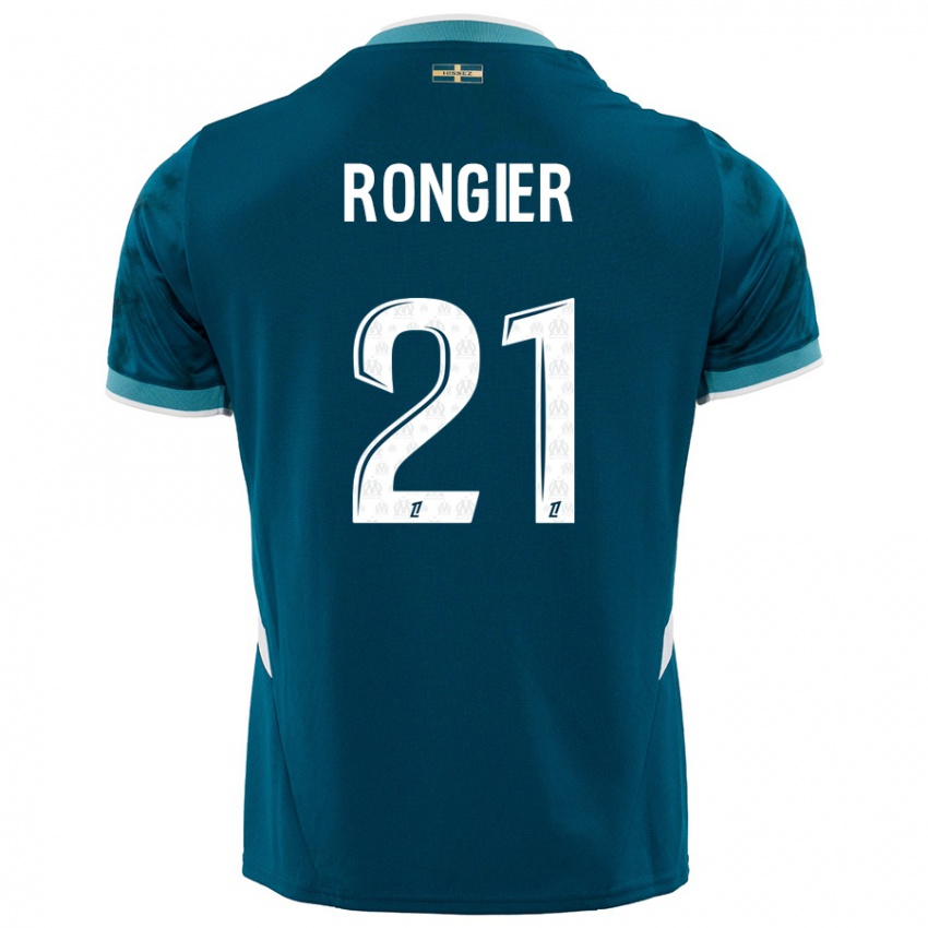 Criança Camisola Valentin Rongier #21 Azul Turquesa Alternativa 2024/25 Camisa Brasil