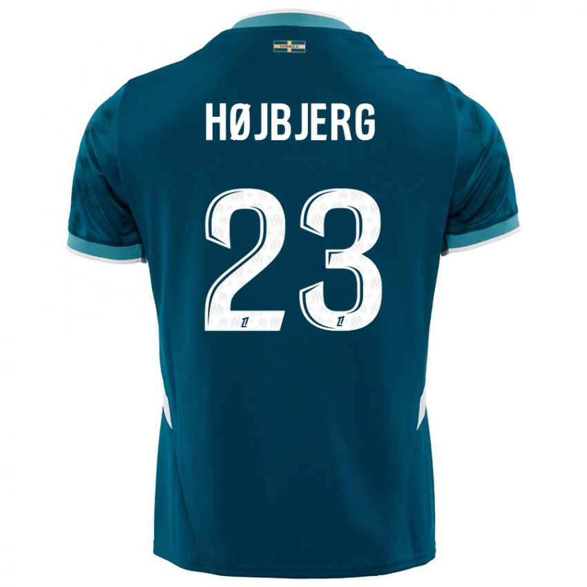 Criança Camisola Pierre Emile Hojbjerg #23 Azul Turquesa Alternativa 2024/25 Camisa Brasil