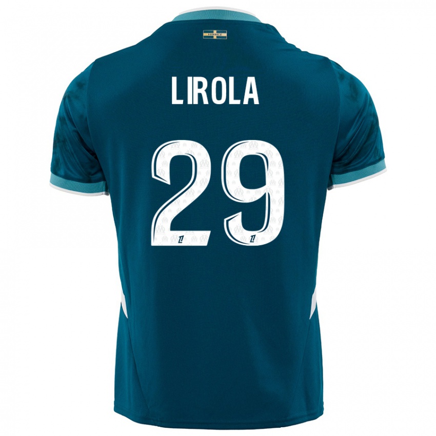 Criança Camisola Pol Lirola #29 Azul Turquesa Alternativa 2024/25 Camisa Brasil