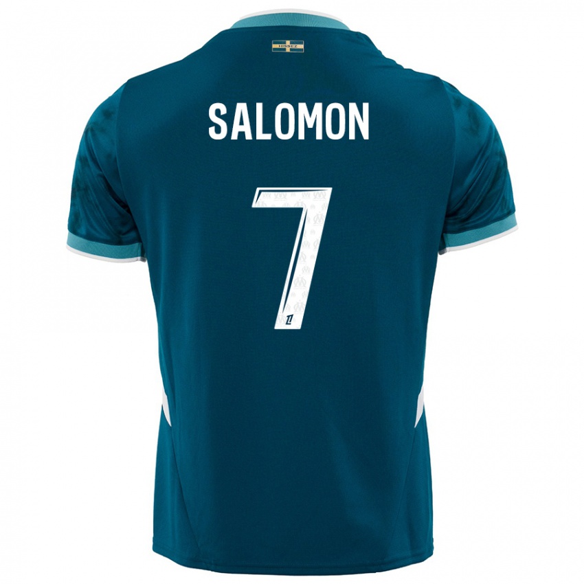 Criança Camisola Maëva Salomon #7 Azul Turquesa Alternativa 2024/25 Camisa Brasil