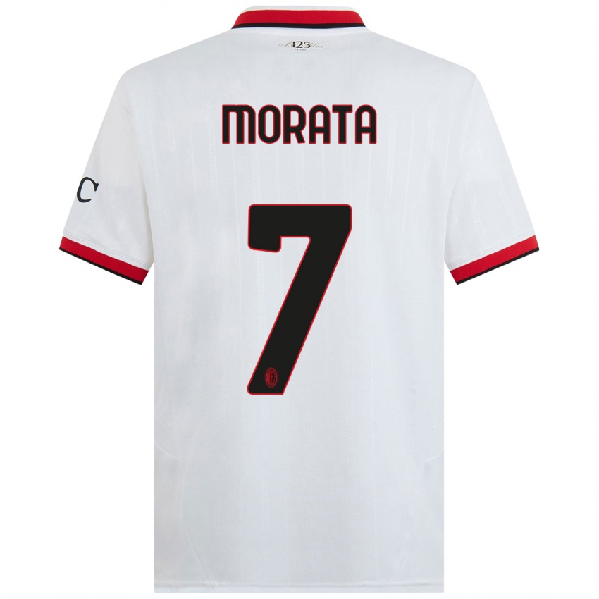 Criança Camisola Alvaro Morata #7 Branco Preto Vermelho Alternativa 2024/25 Camisa Brasil