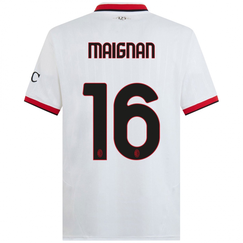 Criança Camisola Mike Maignan #16 Branco Preto Vermelho Alternativa 2024/25 Camisa Brasil